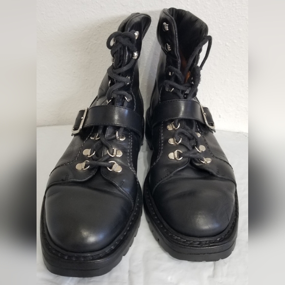 GUCCI SIZE 37 BLACK LEATHER COMBAT BOOT TOM FORD VINTAGE 1999 BARELY WORN - Picture 3 of 10